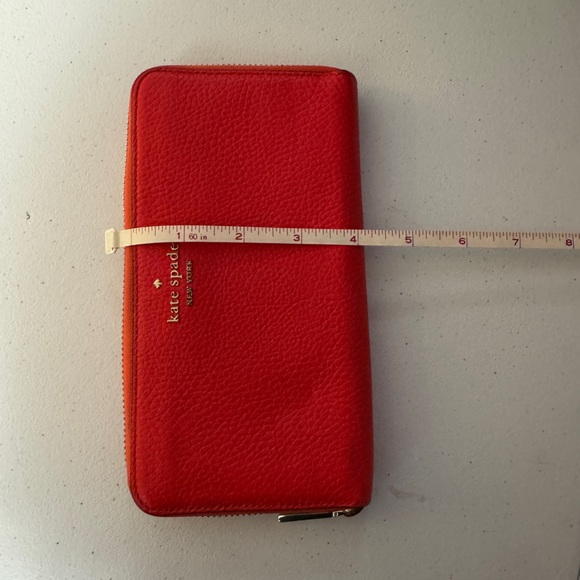 Kate Spade Bright Coral Leather Zip Wallet – Pebbled Leather Gold Hardware - Picture 5 of 6